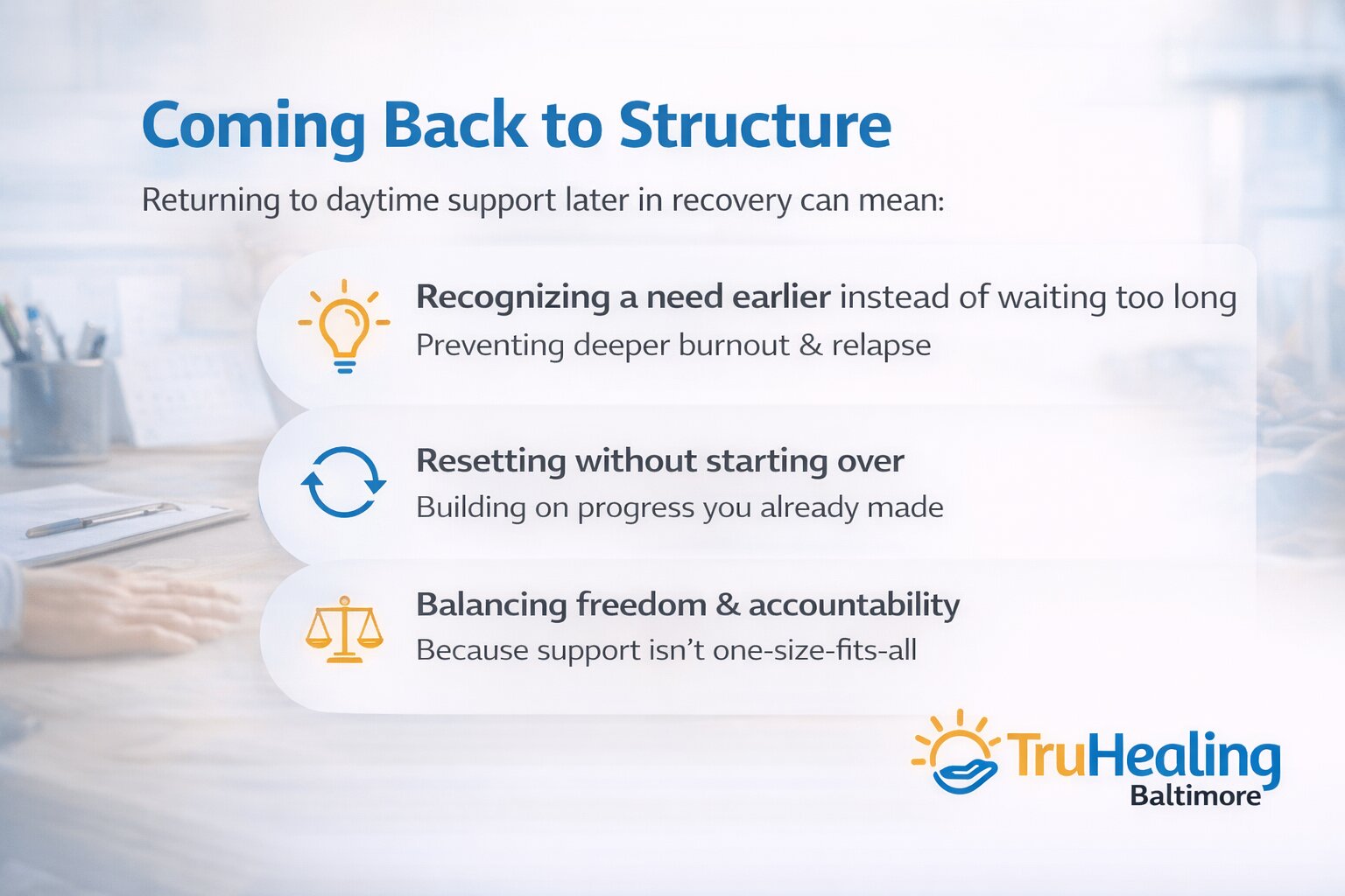 Returning to Structured Care Later in Recovery